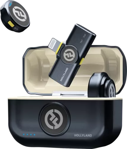 Hollyland Lark M2 Lightning - Wireless Lavalier Microphone with Lightning Plug (Duo,Shine Charcoal)