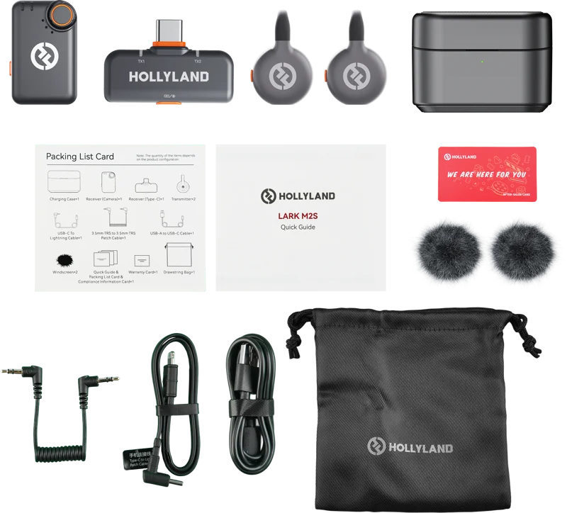 Hollyland LARK M2S Combo Wireless Lavalier Microphone Combo (Space Gray)