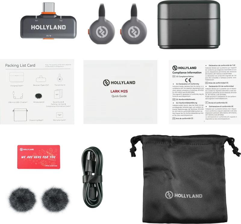 Hollyland LARK M2S Duo Wireless Lavalier Microphone with USB-C Plug (Duo, Space Gray)