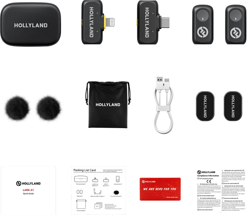 Hollyland LARK A1 Combo with USB-C RX + Lightning RX + Charging Case