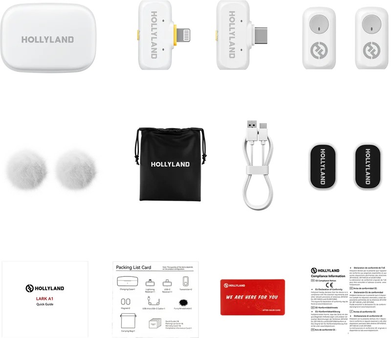 Hollyland LARK A1 Combo Ivory White, with USB-C RX + Lightning RX + Charging Case