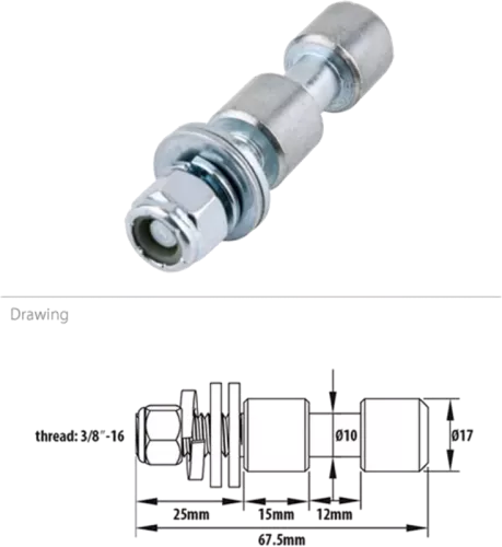 Kupo KS-013 Dia. 17M Spigot w/ Washer And Lock Nut For C-05 Family