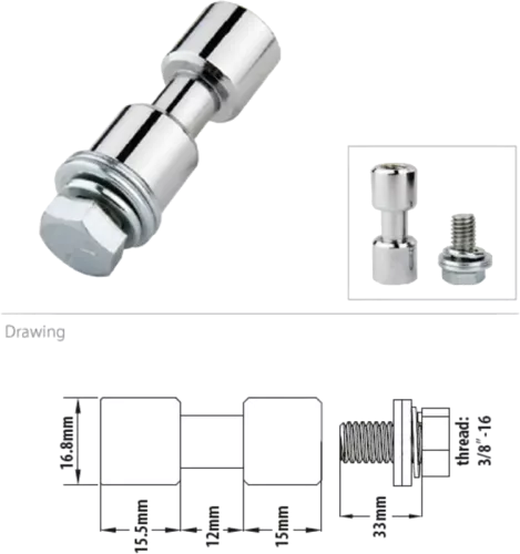 Kupo KS-013F 17mm Spigot, Chrome-Plated 3/8"""" Female Threaded