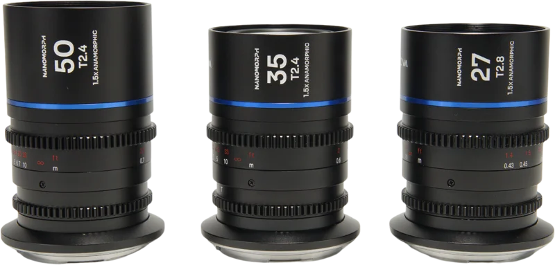 Laowa Nanomorph S35 Prime 3-Lens Bundle  (27mm, 35mm, 50mm) (Blue) - Canon RF