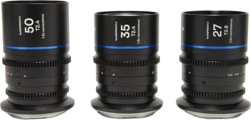 Laowa Nanomorph S35 Prime 3-Lens Bundle  (27mm, 35mm, 50mm) (Blue) - L Mount