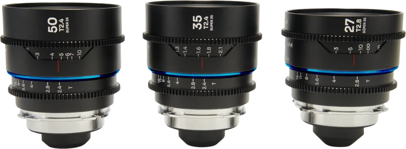 Laowa Nanomorph S35 Prime 3-Lens Bundle  (27mm, 35mm, 50mm) (Blue) - Arri PL/Canon EF