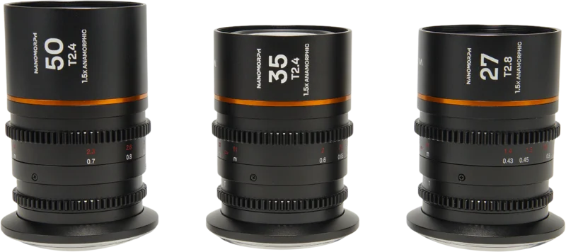 Laowa Nanomorph S35 Prime 3-Lens Bundle  (27mm, 35mm, 50mm) (Amber) - Canon RF