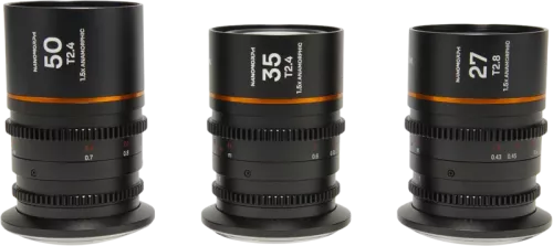 Laowa Nanomorph S35 Prime 3-Lens Bundle  (27mm, 35mm, 50mm) (Amber) - Canon RF