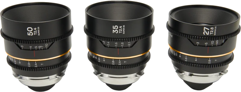 Laowa Nanomorph S35 Prime 3-Lens Bundle  (27mm, 35mm, 50mm) (Amber) - Arri PL/Canon EF