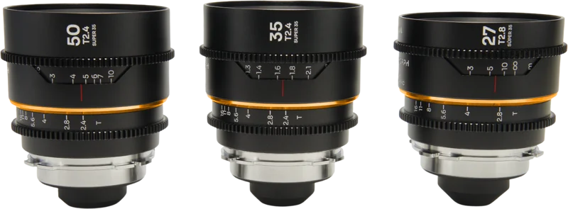 Laowa Nanomorph S35 Prime 3-Lens Bundle  (27mm, 35mm, 50mm) (Amber) - Arri PL/Canon EF