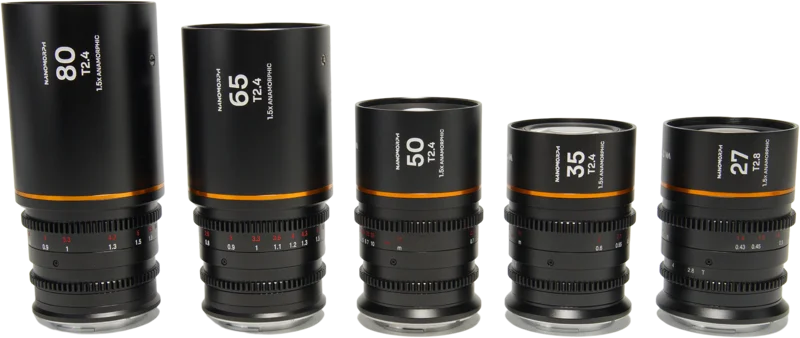 Laowa Nanomorph S35 Prime 5-Lens Bundle  (27+35+50+65+80mm) Amber - Sony E