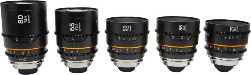 Laowa Nanomorph S35 Prime 5-Lens Bundle  (27+35+50+65+80mm) Amber  - Arri PL/Canon EF