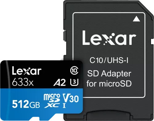 Lexar microSDXC 633x UHS-I/A2/U3/10 R100/W45MB (V30) 512GB