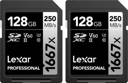 Lexar SDXC Pro 1667X UHS-II U3 R250/W120 (V60) 128G - 2pack