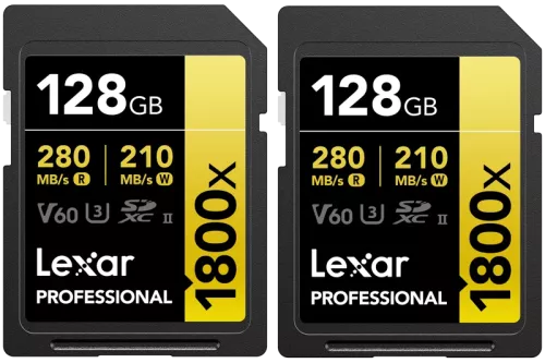 Lexar SDXC Pro 1800x U3 UHS-II R280/W210 (V60) 128GB - 2pack
