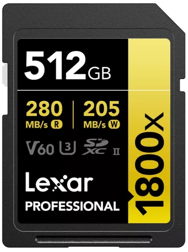 Lexar SDXC Pro 1800x U3 UHS-II R280/W210 (V60) 512GB