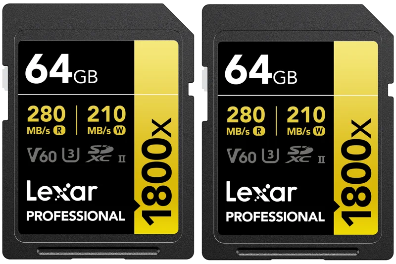 Lexar SDXC Pro 1800x U3 UHS-II R280/W210 (V60) 64GB - 2pack