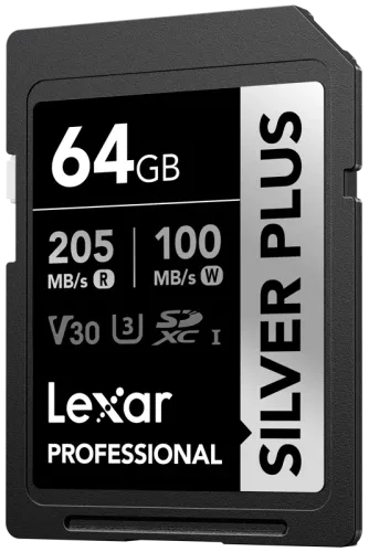 Lexar SDXC Professional SILVER Plus 1066x UHS-I/U3/A2/4K R205/W100 (V30) 64GB