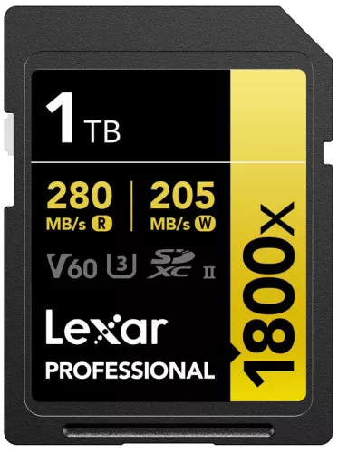 Lexar SDXC Pro 1800x U3 UHS-II R280/W210 (V60) 1TB