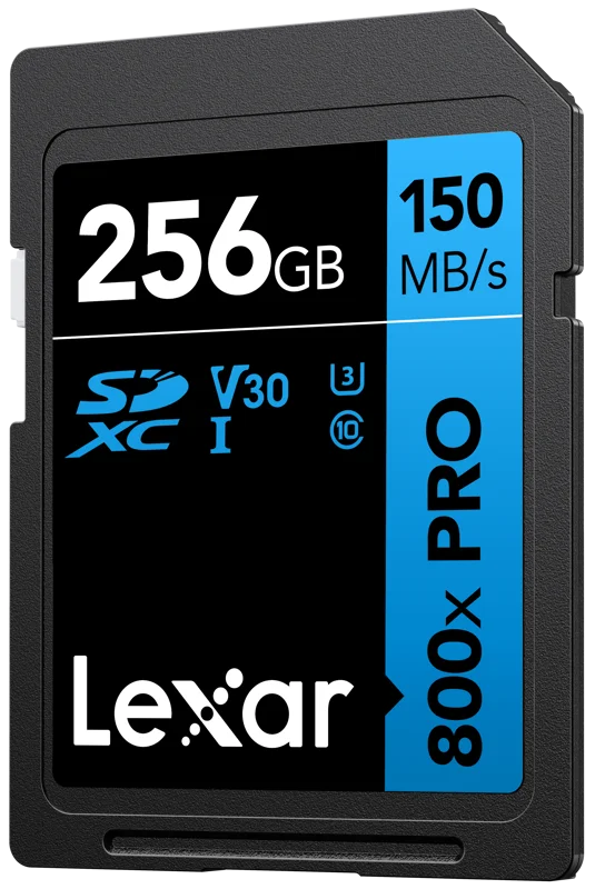 Lexar SDXC 800x Pro UHS-I cards, C10 (V30) U3, R150/W45, 256GB