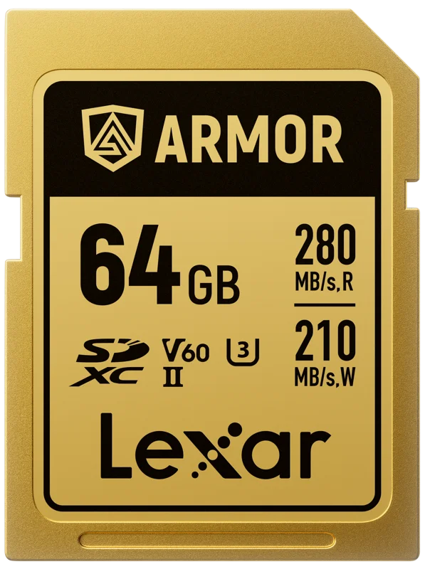 Lexar SDXC ARMOR Gold UHS-II U3, Stainless Steel, IP68 R280/W210 (V60) 64GB