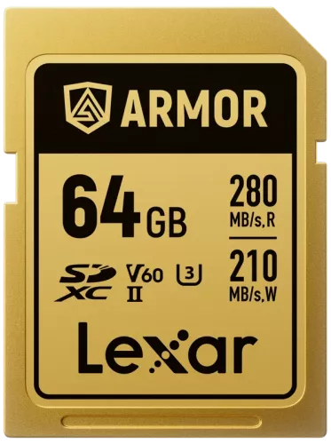 Lexar SDXC ARMOR Gold UHS-II U3, Stainless Steel, IP68 R280/W210 (V60) 64GB