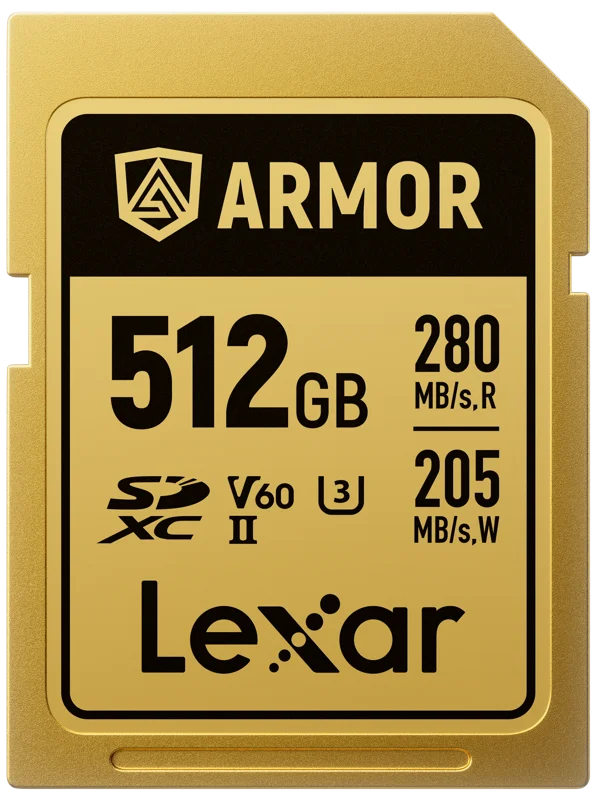 Lexar SDXC ARMOR Gold UHS-II U3, Stainless Steel, IP68 R280/W210 (V60) 512GB
