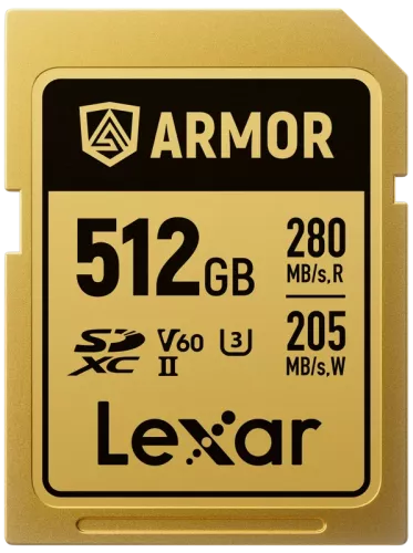 Lexar SDXC ARMOR Gold UHS-II U3, Stainless Steel, IP68 R280/W210 (V60) 512GB
