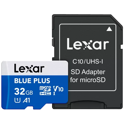 Lexar microSDHC Blue Plus UHS-I with SD adapter, up to 100MB/s read  C10/A1/U1 (V10) 32
