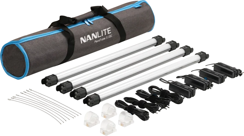 Nanlite Pavotube II 15C LED RGBWW Tube Light 4 Light Kit