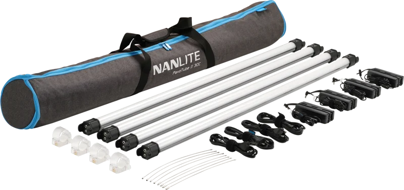 Nanlite Pavotube II 30C LED RGBWW Tube Light 4 Light Kit