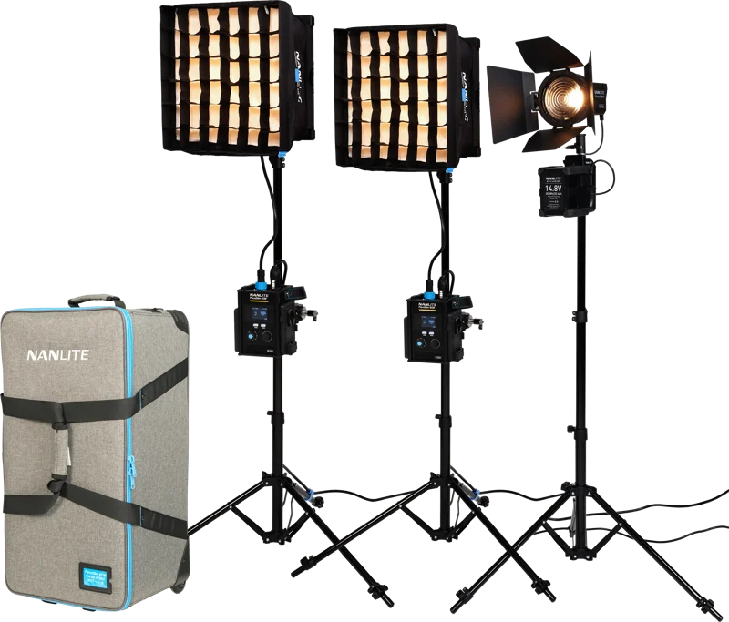 Nanlite PavoSlim 60B x 2 & Forza 60B II KIT - 3-Light Kit with Light Stand