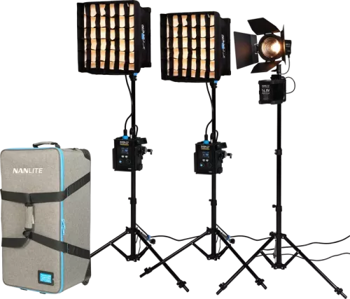 Nanlite PavoSlim 60B x 2 & Forza 60B II KIT - 3-Light Kit with Light Stand