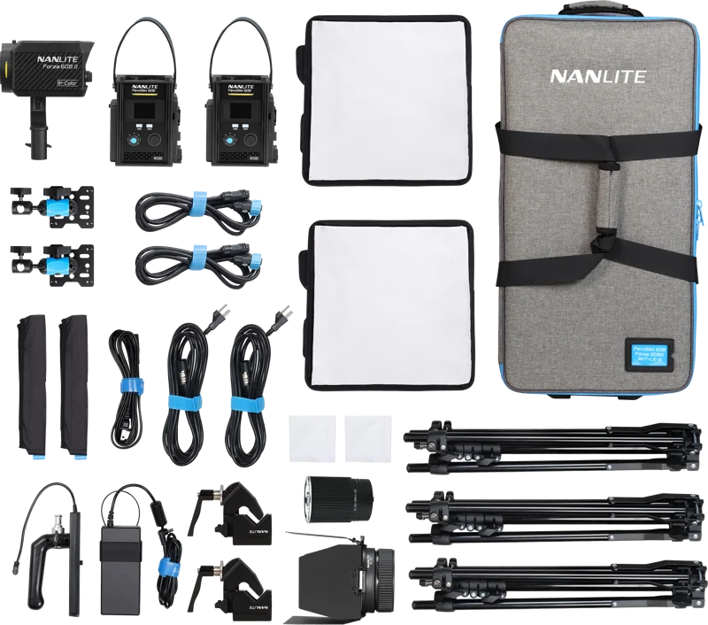 Nanlite PavoSlim 60B x 2 & Forza 60B II KIT - 3-Light Kit with Light Stand