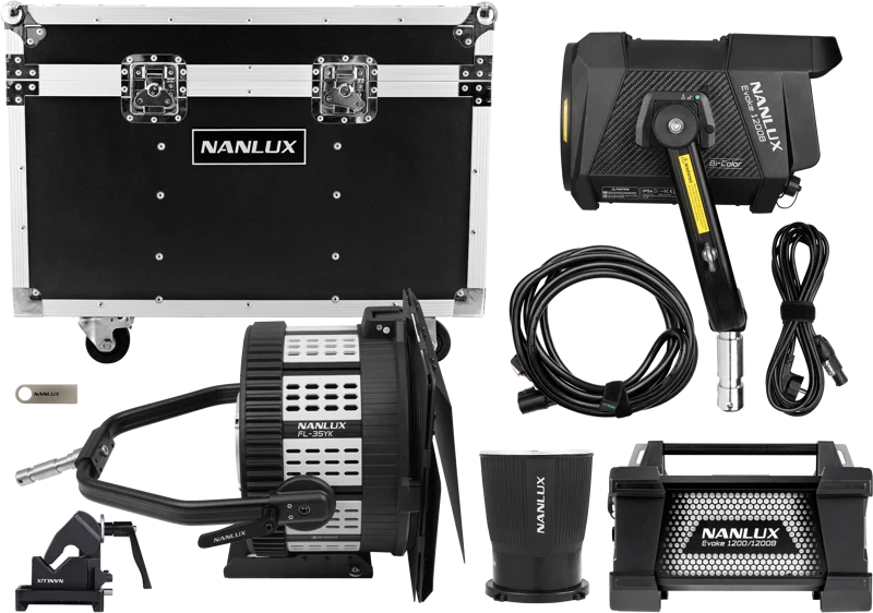 Nanlux Evoke 1200B Spot Light with FL-35YK Fresnel Lens and Flight Case