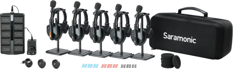 Saramonic WiTalk9 WT5S 5-Person Full-Duplex 1.9GHz Wireless Headset Intercom System w/ carry case