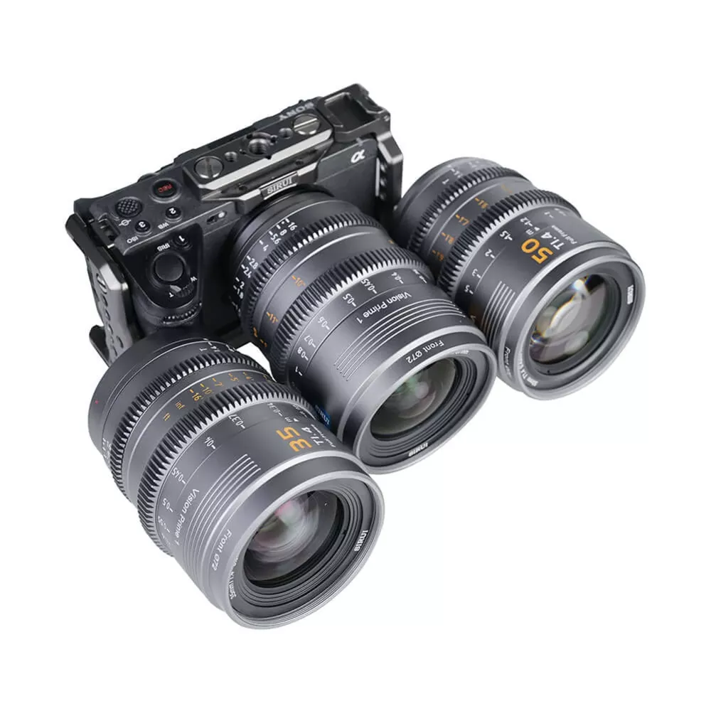 SIRUI Vision Prime 1 Series T1.4 Full Frame Cine Lens Kit with 24mm/35mm/50mm (E mount, Metal Grey Color, including Z/RF/L Interchangable Mount)