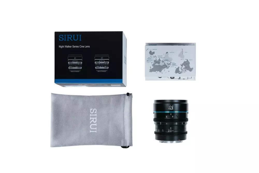 SIRUI Nightwalker Series 75mm T1.2 S35 Manual Focus Cine Lens (RF Mount, Black)