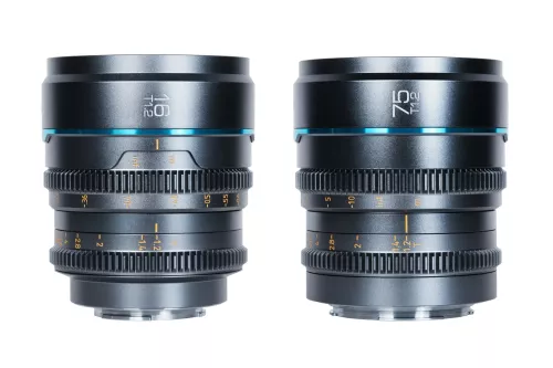SIRUI Nightwalker 16mm & 75mm T1.2 S35 Cine 2-Lens Set (E-Mount, Metal Grey, Customise protective case included )