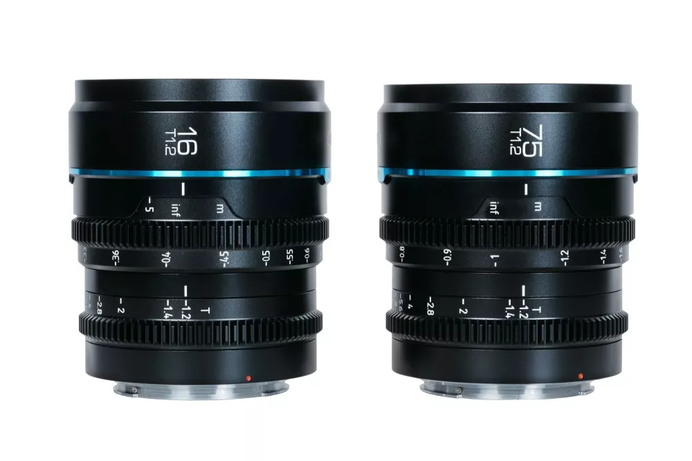 SIRUI Nightwalker 16mm & 75mm T1.2 S35 Cine 2-Lens Set (RF Mount, Black, Customise protective case included)