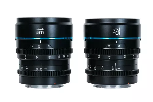 SIRUI Nightwalker 16mm & 75mm T1.2 S35 Cine 2-Lens Set (X Mount, Black, Customise protective case included)