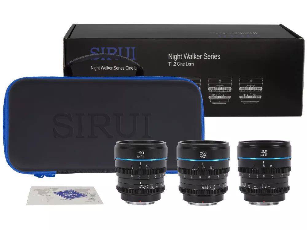 SIRUI Nightwalker Series 24, 35&55mm T1.2 S35 Manual Focus Cine Lens Bundle (M4/3 Mount, Black)