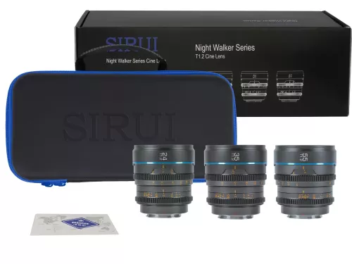 SIRUI Nightwalker Series 24, 35&55mm T1.2 S35 Manual Focus Cine Lens Bundle (M4/3 Mount, Gun Metal Gray)