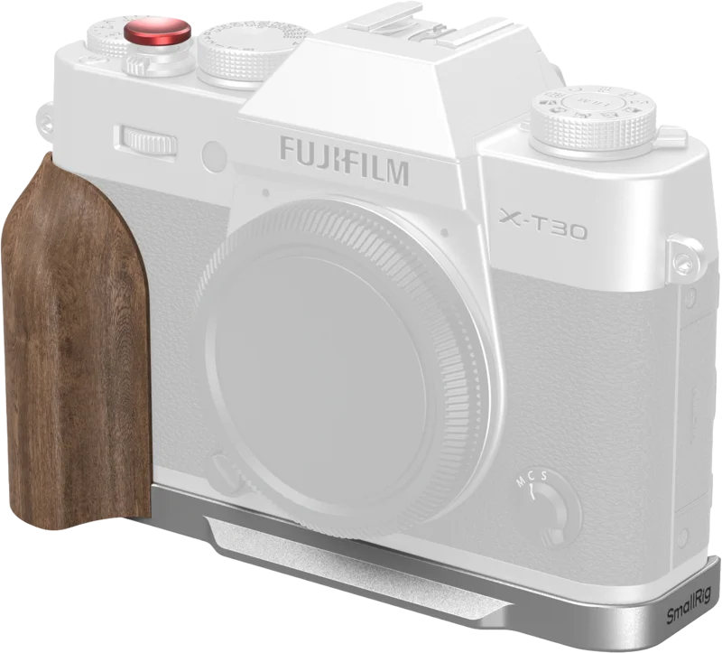 SmallRig 5667 L-Shaped Mount Plate with Wooden Handle for FUJIFILM T30 / T30 II / X-T30 III Silver