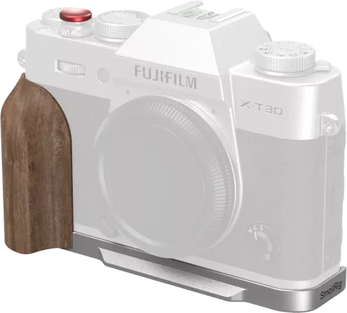 SmallRig 5667 L-Shaped Mount Plate with Wooden Handle for FUJIFILM T30 / T30 II / X-T30 III Silver