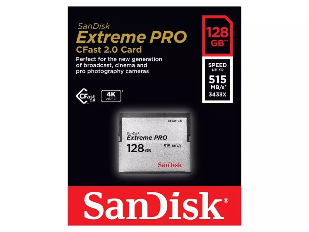 SANDISK Memmorycard Cfast 2.0 Extreme Pro 128GB 515/240MB/s