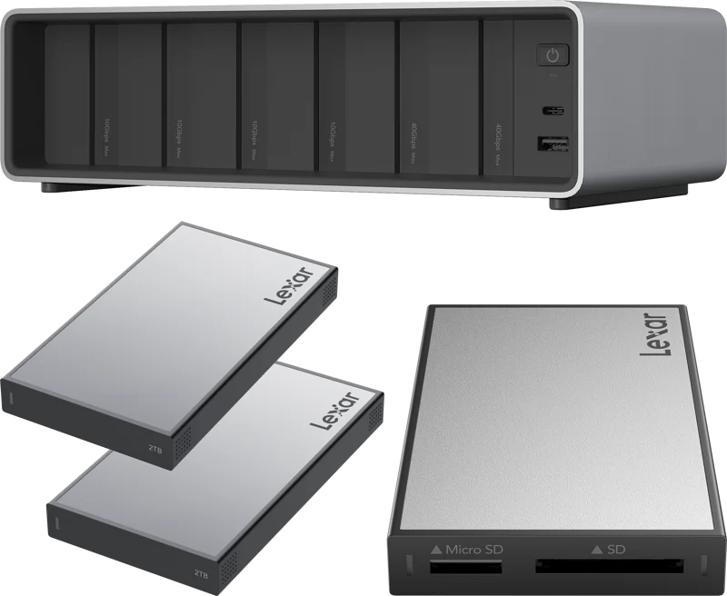 Lexar Professional Workflow Pro with Thunderbolt4 uplink I with SD/microSD reader and 2x2TB SSD