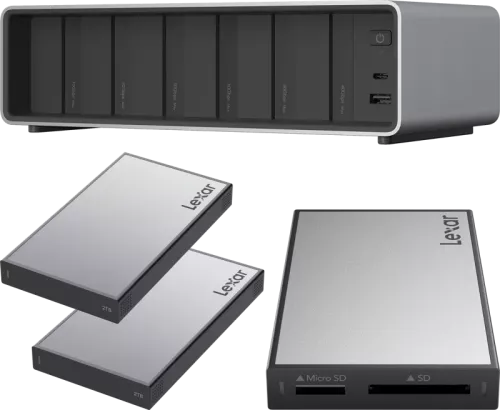 Lexar Professional Workflow Pro with Thunderbolt4 uplink I with SD/microSD reader and 2x2TB SSD