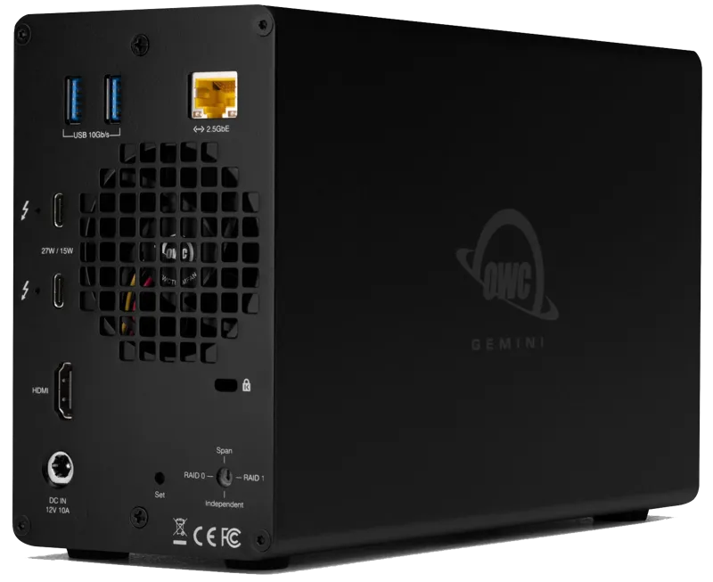 OWC Gemini Thunderbolt Dock & Dual-Drive RAID External Storage w/3.5” SATA HDD (16TB x 2) 32TB