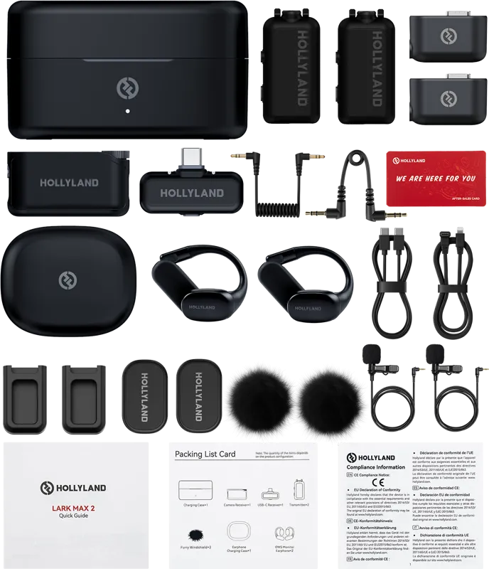 Hollyland LARK MAX 2 Ultimate Combo with OWS Monitor Earphone + Camera RX + USB-C RX